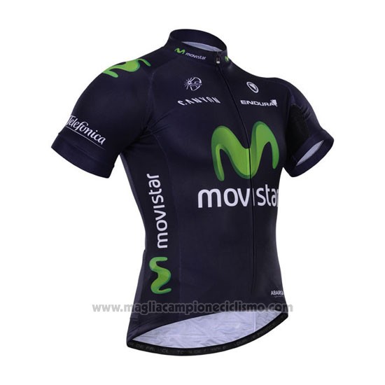 2015 Abbigliamento Ciclismo Movistar Nero Manica Corta e Salopette